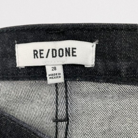 RE/DONE Straight Leg High Rise Button Fly Raw Hem Black Jeans Size 28 - Picture 5 of 13
